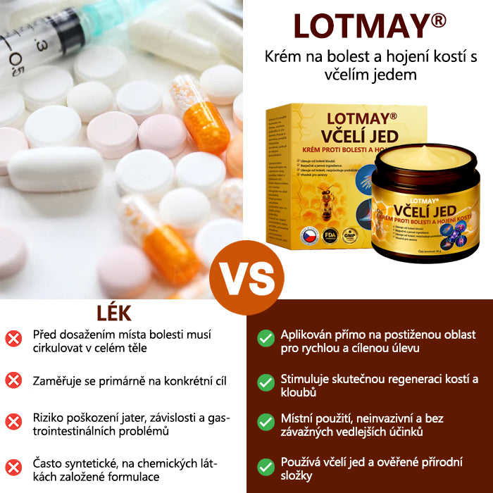LOTMAY® Krém na hojení kostí proti bolesti se včelím jedem